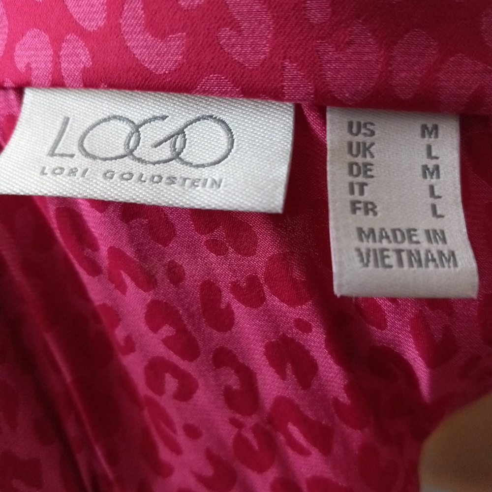 Logo Lori Goldstein pink silky look open cardigan with slash pockets siz… - Picture 3 of 10